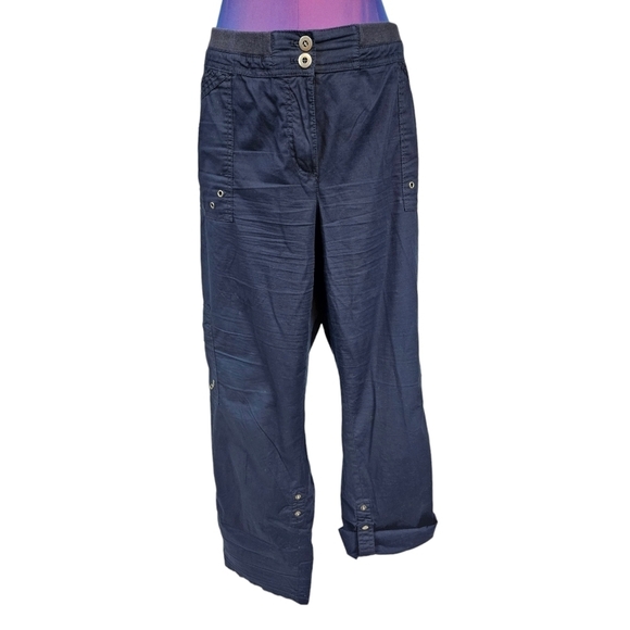 Chico's Navy Y2K Convertible Cargo Pants Size 12 Women's Chico's Size 2 P24 - Picture 10 of 10